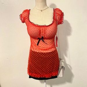 Red and Black Milkmaid Slip